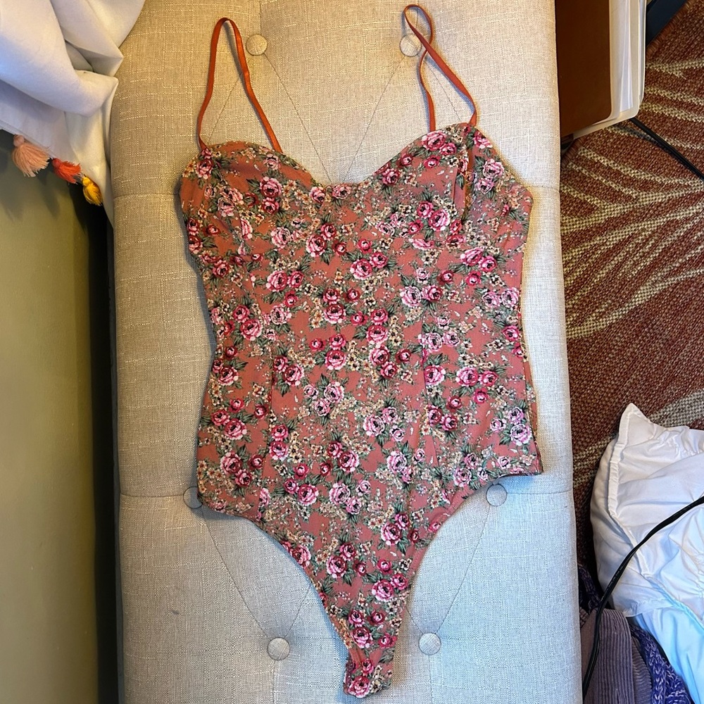 Rust Orange Floral Bodysuit AFRM